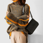 Gerippter Strickpullover mit weitem Schnitt