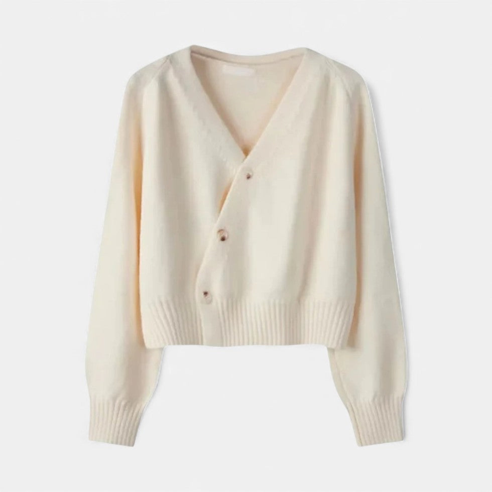 Damen Wollstrickjacke mit Knopfleiste