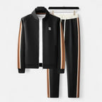 Tracksuit with stand-up collar and zipper