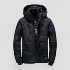 Padded winter jacket with hood for men