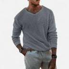 Strickpullover mit V-Ausschnitt und Strukturmuster