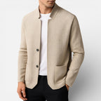 Herrecardigan med knapper og struktureret stof