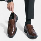 Herren Monkstrap Lederschuhe mit Brogue Detail