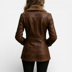 Damen Jacke in Lederoptik mit Kunstfellkragen