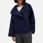 Damen Wollmix Kurzmantel mit Doppelreiher