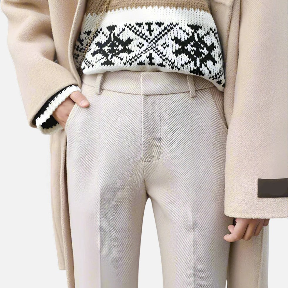 Damen Stoffhose mit Fischgrätenmuster