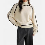 Kaschmir Rollkragenpullover mit Kontrastpaspel