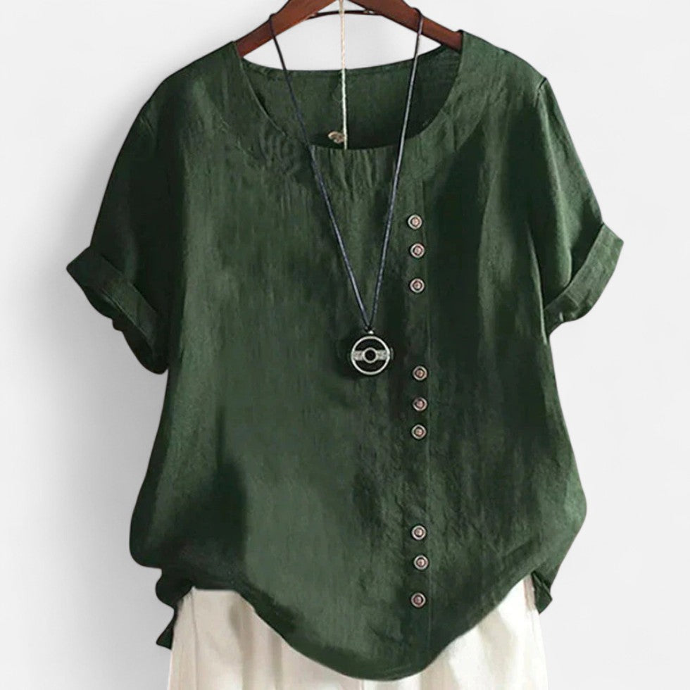 Leichte Bluse mit Knopfleiste und Rundhalsausschnitt für Damen