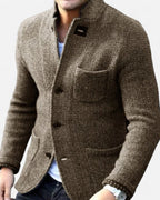 Strukturierte Wolljacke mit Knopfleiste für Herren