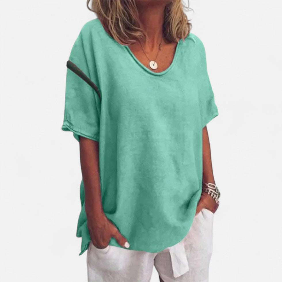 Locker geschnittenes T-Shirt mit Rundhalsausschnitt für Damen