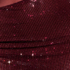 Lang gallakjole med off-shoulder-snit og transparent overdel