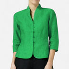 Lockere Leinenbluse mit Rundhalsausschnitt für Damen