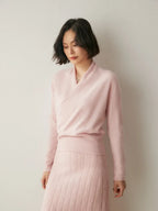 Kaschmir Wickelpullover mit V-Ausschnitt