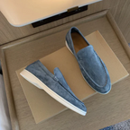Suede slippers with rubber sole
