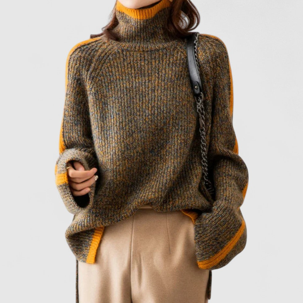 Gerippter Strickpullover mit weitem Schnitt