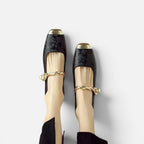 Orthopädische Mary Jane Schuhe Riemen Design Blockabsatz Jacquard Muster