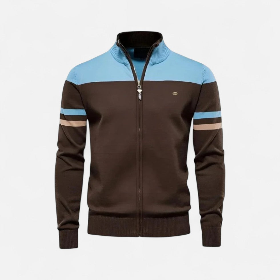 Herren Zip Pullover mit Kontraststreifen