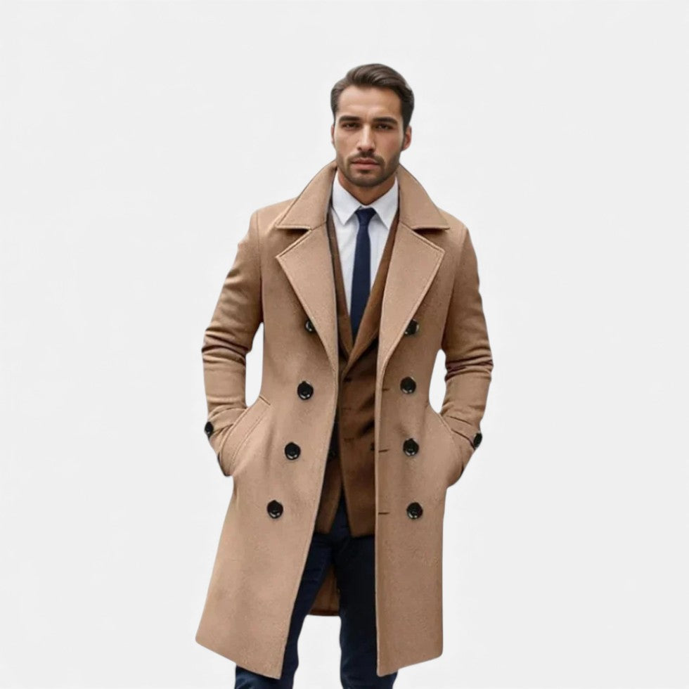 Herren Wollmantel mit Doppelreiher