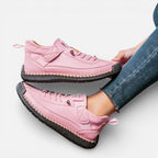Ortopædiske damesneakers med velcro og snørebånd