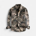 Camouflage pattern shirt jacket with chest pockets for men