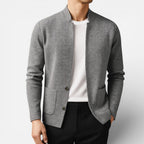 Herrecardigan med knapper og struktureret stof