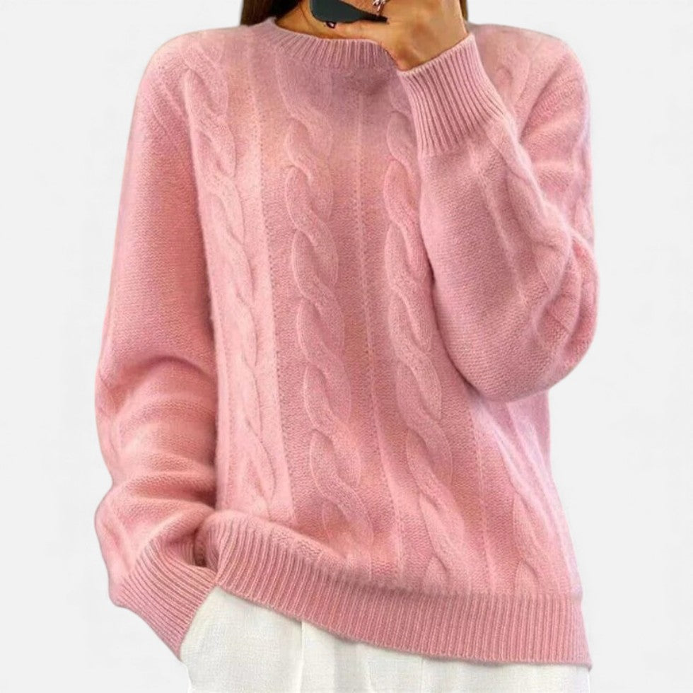 Damen Strickpullover mit Zopfmuster