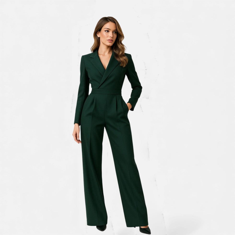 Eleganter Damen Jumpsuit mit Anzugkragen