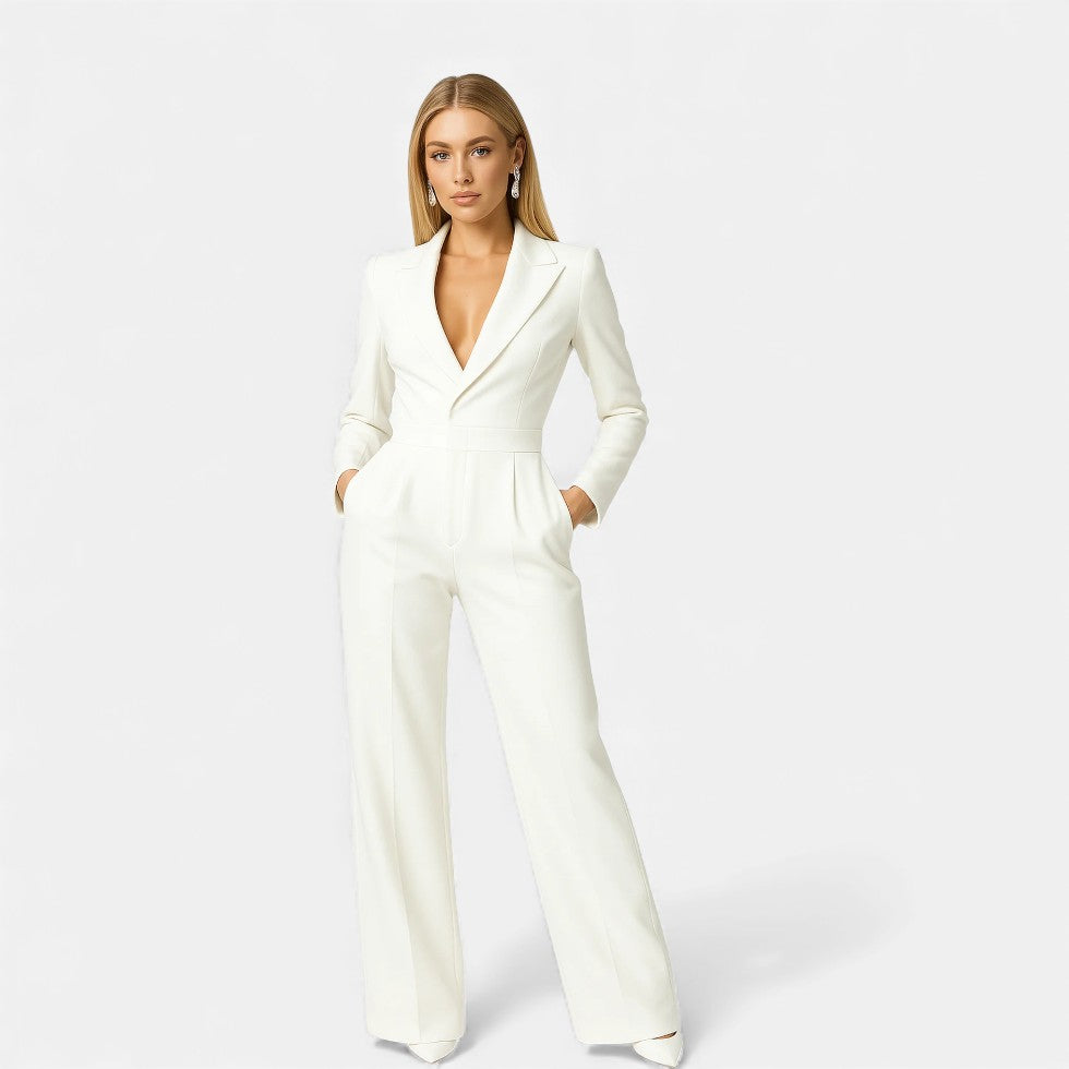 Eleganter Damen Jumpsuit mit Anzugkragen