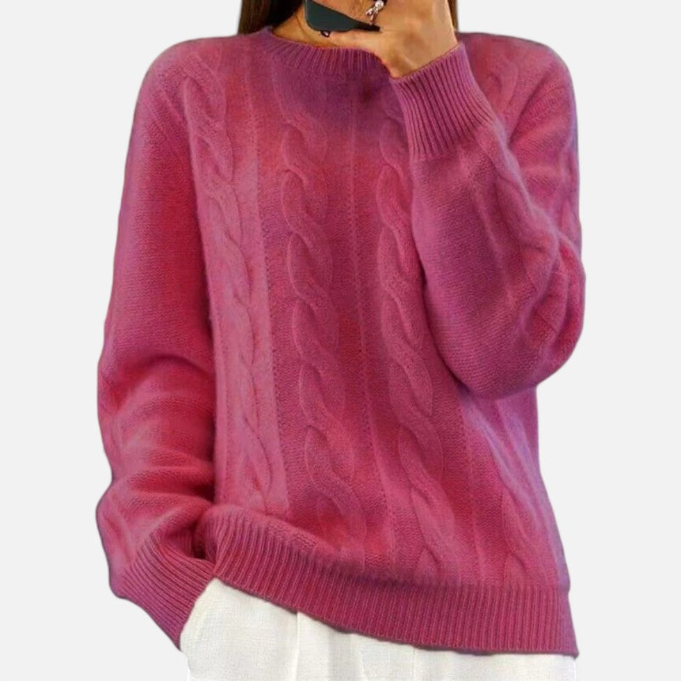 Damen Strickpullover mit Zopfmuster