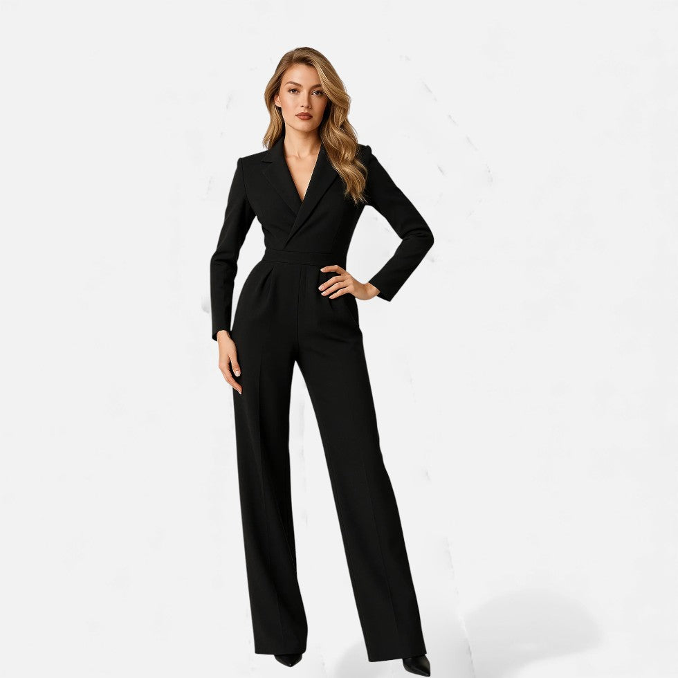 Eleganter Damen Jumpsuit mit Anzugkragen
