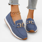 Orthopedic Women's Slip-On Shoes with Mesh and Decorative Buckle