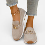 Orthopedic Women's Slip-On Shoes with Mesh and Decorative Buckle