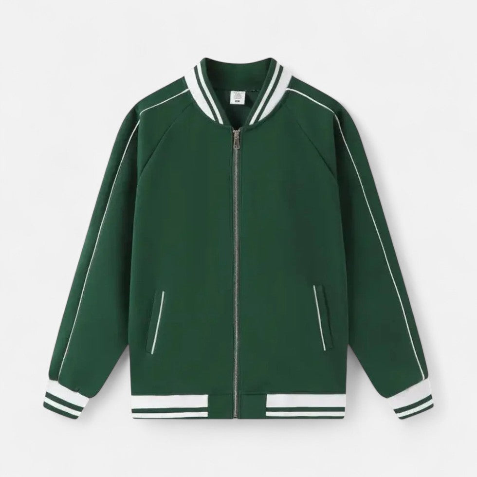 Herren Old Money Baseballjacke Loose Fit Baumwollmischung Bomber