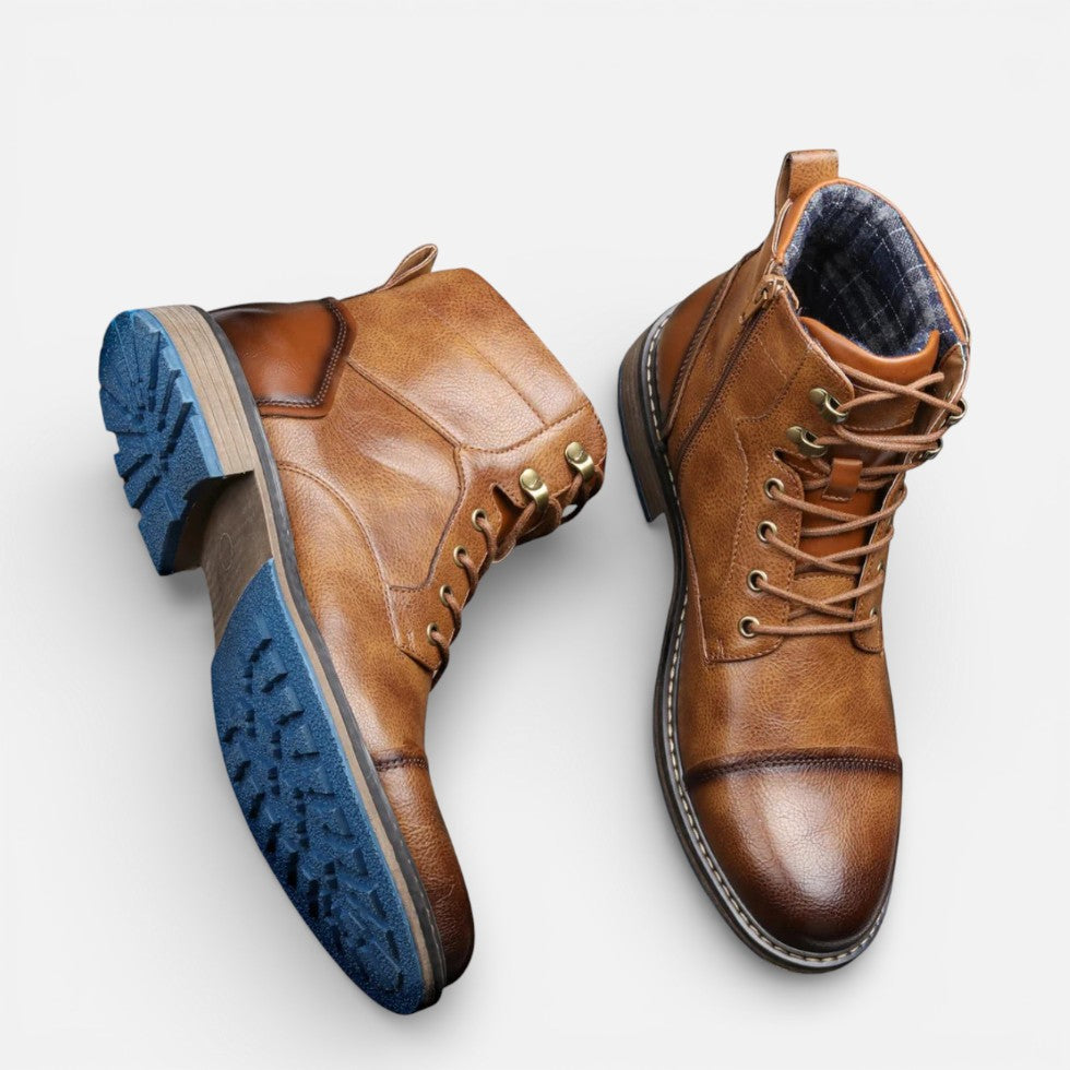 Herren Leder Stiefeletten mit Schnürung