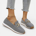 Orthopedic Women's Slip-On Shoes with Mesh and Decorative Buckle