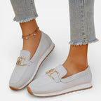 Orthopedic Women's Slip-On Shoes with Mesh and Decorative Buckle