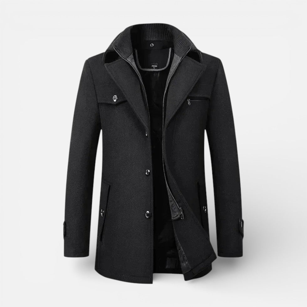 Herren Kurzmantel mit Stehkragen und Knopfverschluss