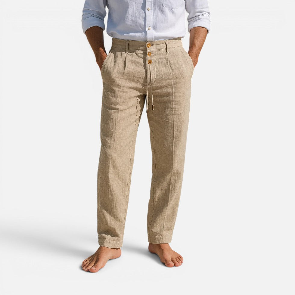 Leinenhose Lockerer Schnitt Mit Kordelzug Taschen