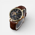 Herren Armbanduhr mit Lederarmband und klassischem Zifferblatt