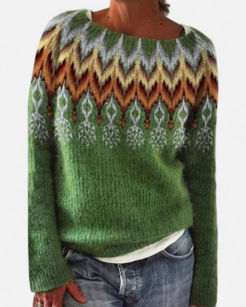 Strickpullover mit mehrfarbigem Norwegermuster