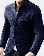 Strukturierte Wolljacke mit Knopfleiste für Herren