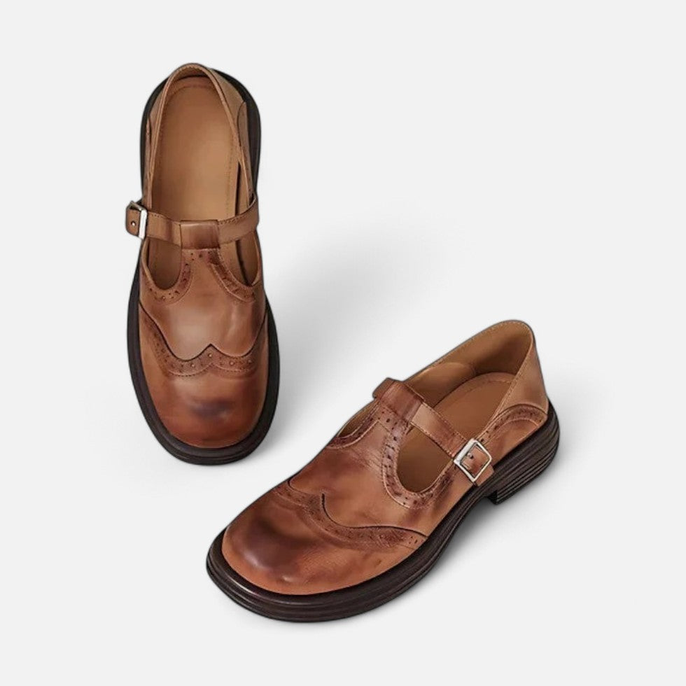 Damen Leder Slipper mit Schnalle