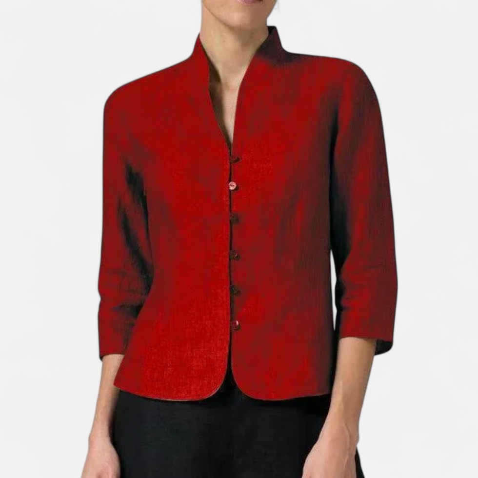 Lockere Leinenbluse mit Rundhalsausschnitt für Damen