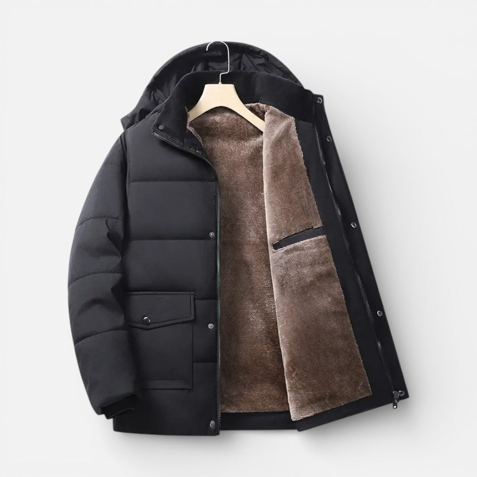 Herren Winterjacke mit Kapuze und warmem Innenfutter