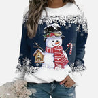 Weihnachtspullover Damen mit Winterlichem Schneemannmotiv
