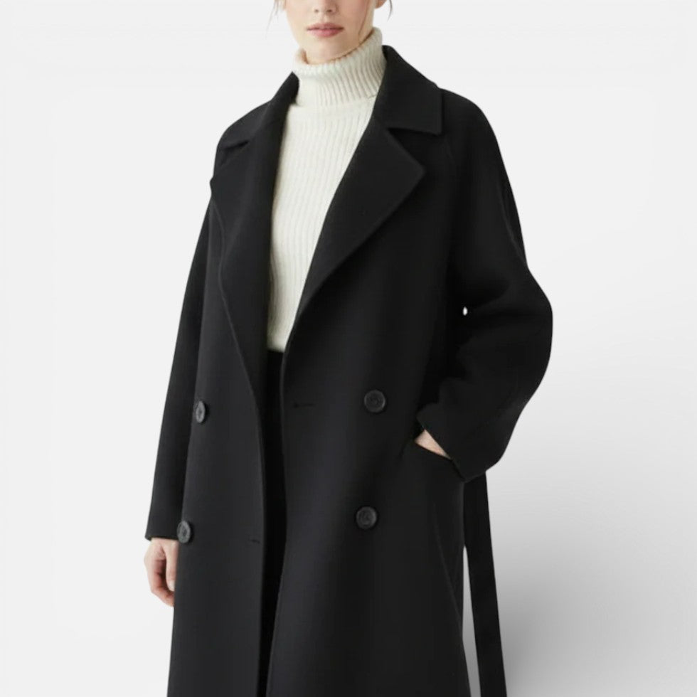 Damen Mantel mit Reverskragen und langer Passform