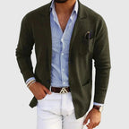 Herreblazer i old money-stil med reverskrave