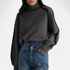 Kaschmir Rollkragenpullover mit Kontrastpaspel