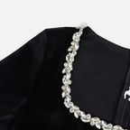 Samt Minikleid mit Ziersteinbesatz