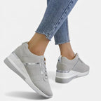 Women's sneakers with wedge sole and perforated pattern